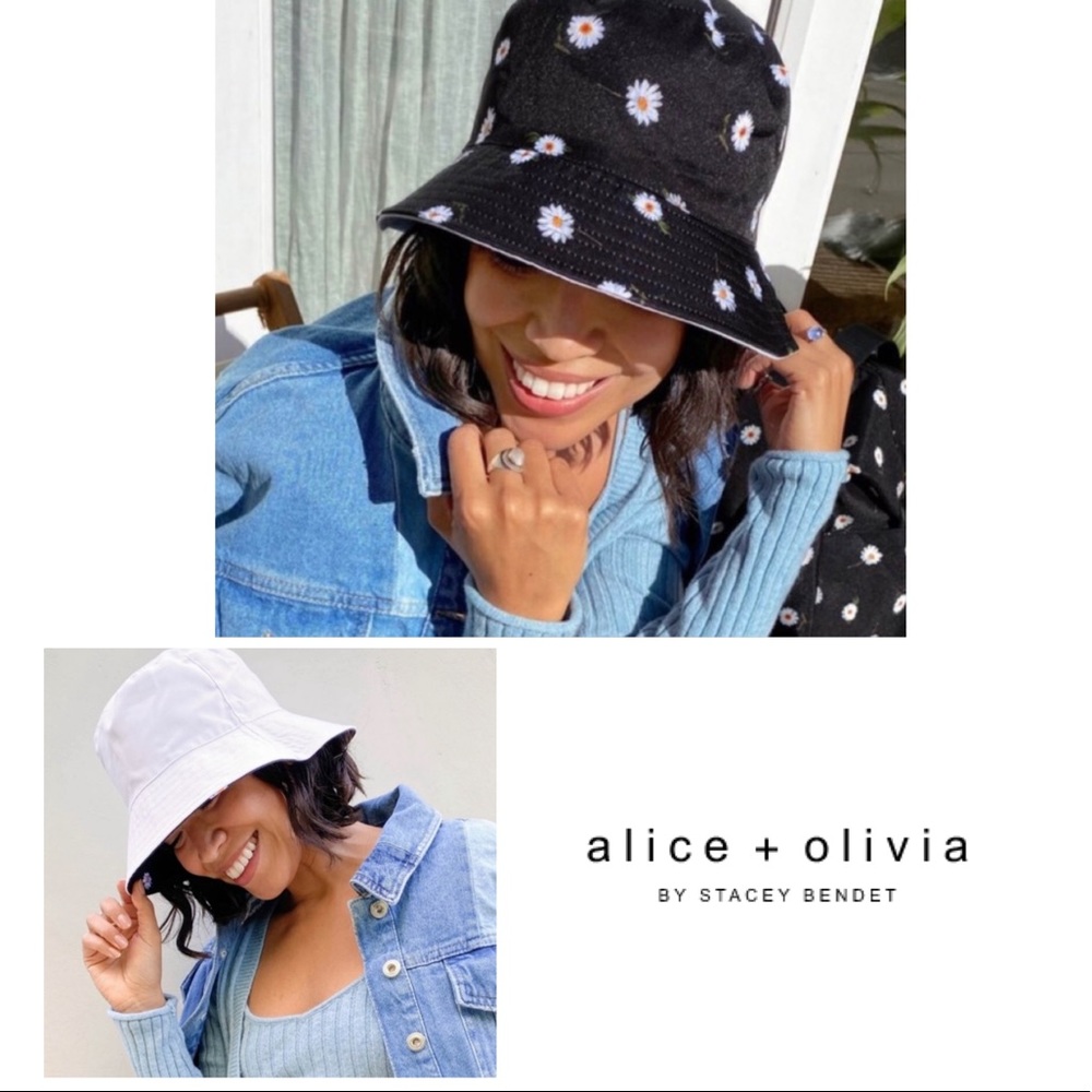 Alice & Olivia Reversible Bucket Hat White/Black/Floral